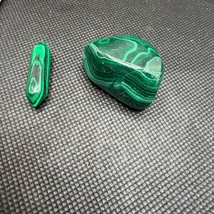 Set of 2  Green Malachite Stones Chakra Rock